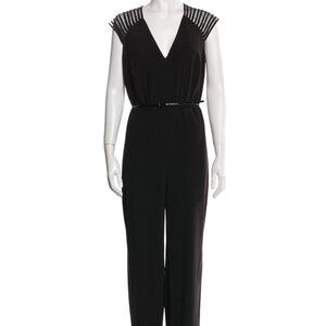 BNWT - Halston Heritage - Black V-Neck Jumpsuit with Belt - Size 8